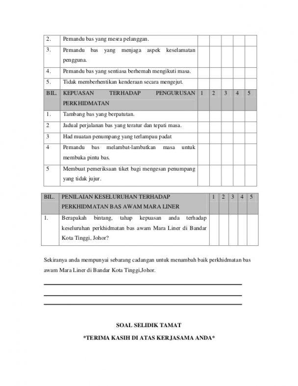 Borang Soal Selidik Sistem Pengangkutan PT3  IDEA TERKINI